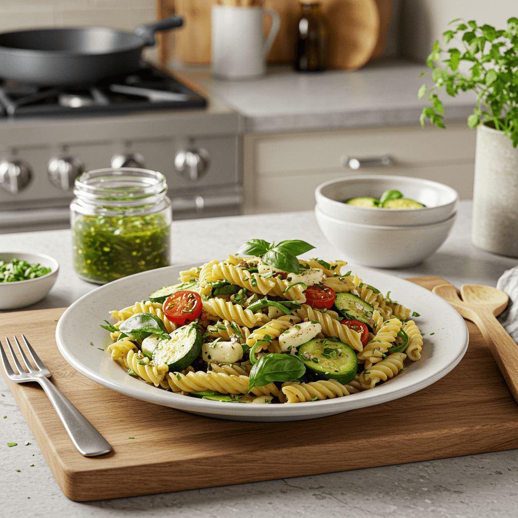 Refreshing Basil Pasta Salad with Zesty Vinaigrette