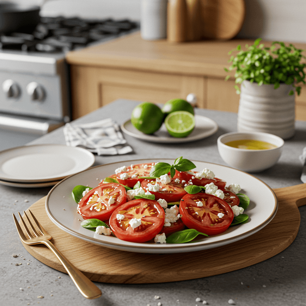 Refreshing Tomato & Feta Salad with Honey-Lime Vinaigrette