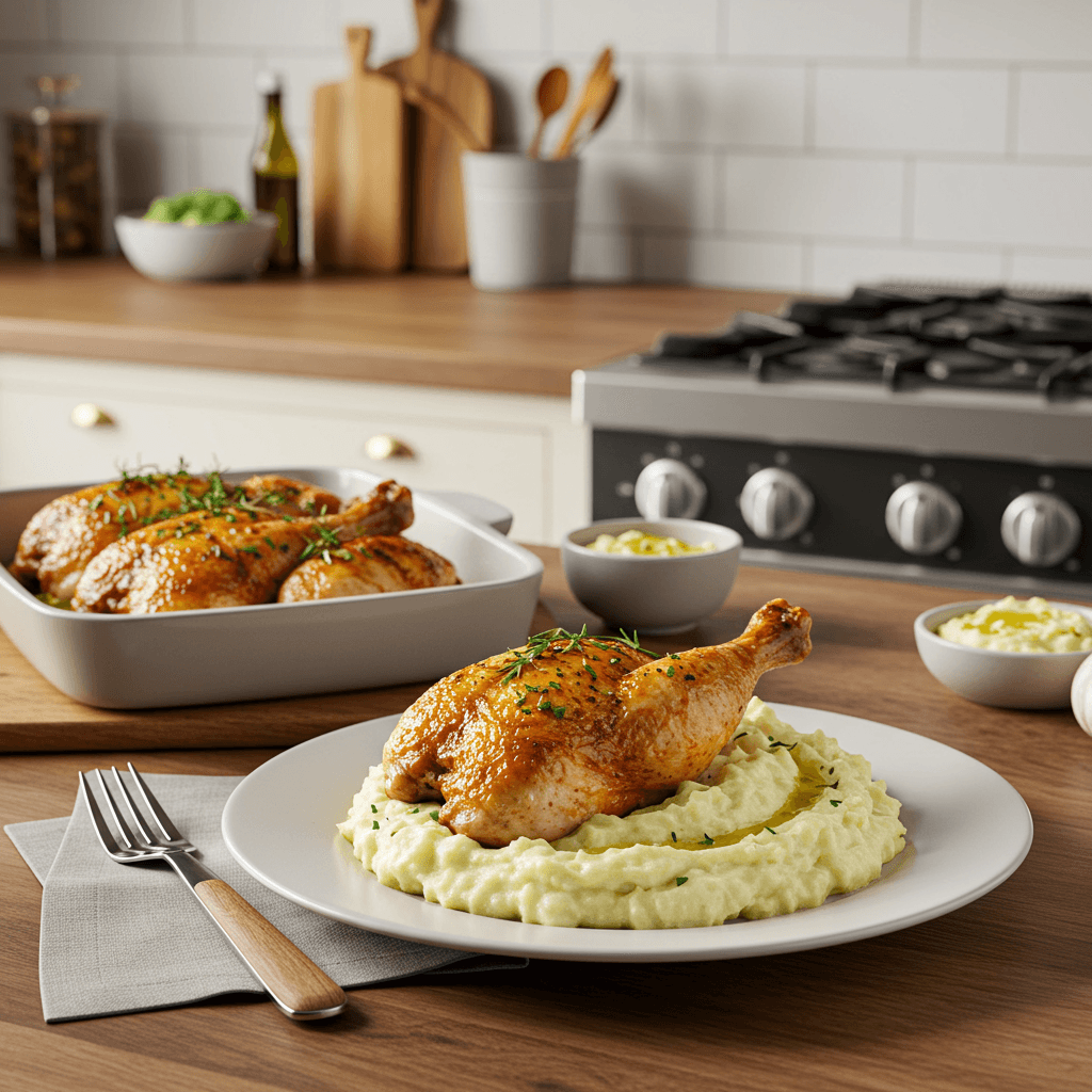 Savory Herb-Roasted Chicken with Garlic Mashed Potatoes