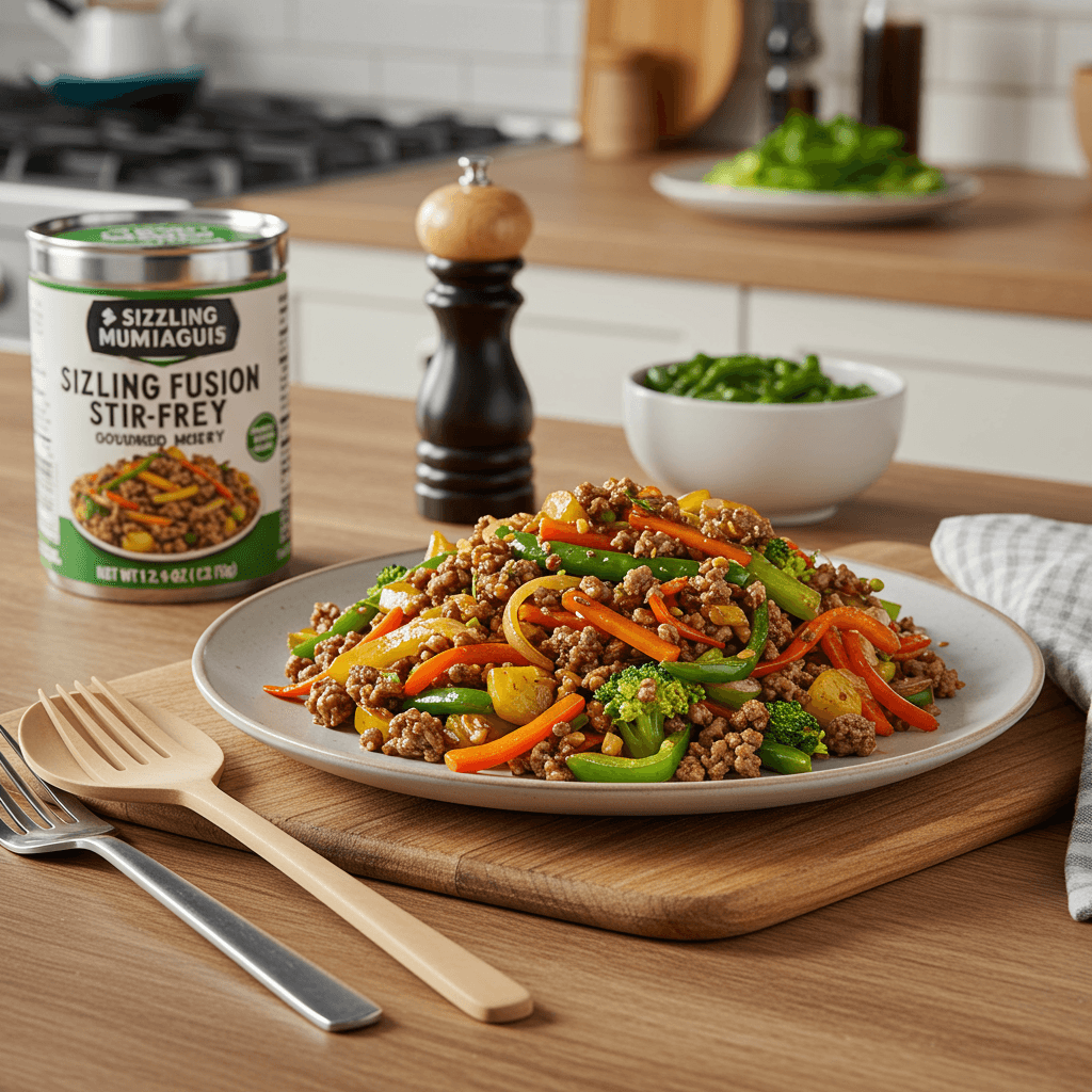 Sizzling Fusion Stir-Fry with Ground Beef and Veggie Medley