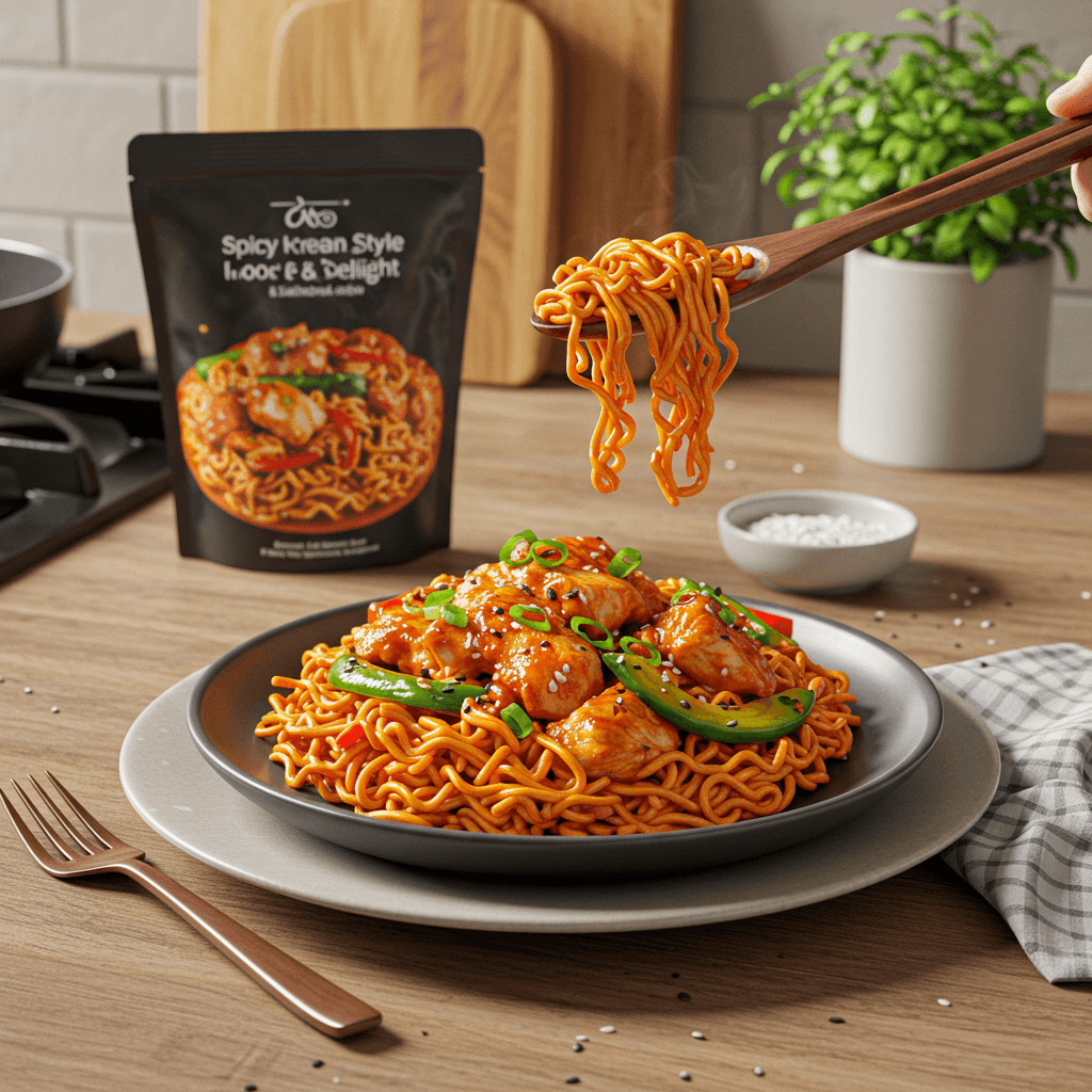 Spicy Korean-Style Chicken & Pork Ramen Delight