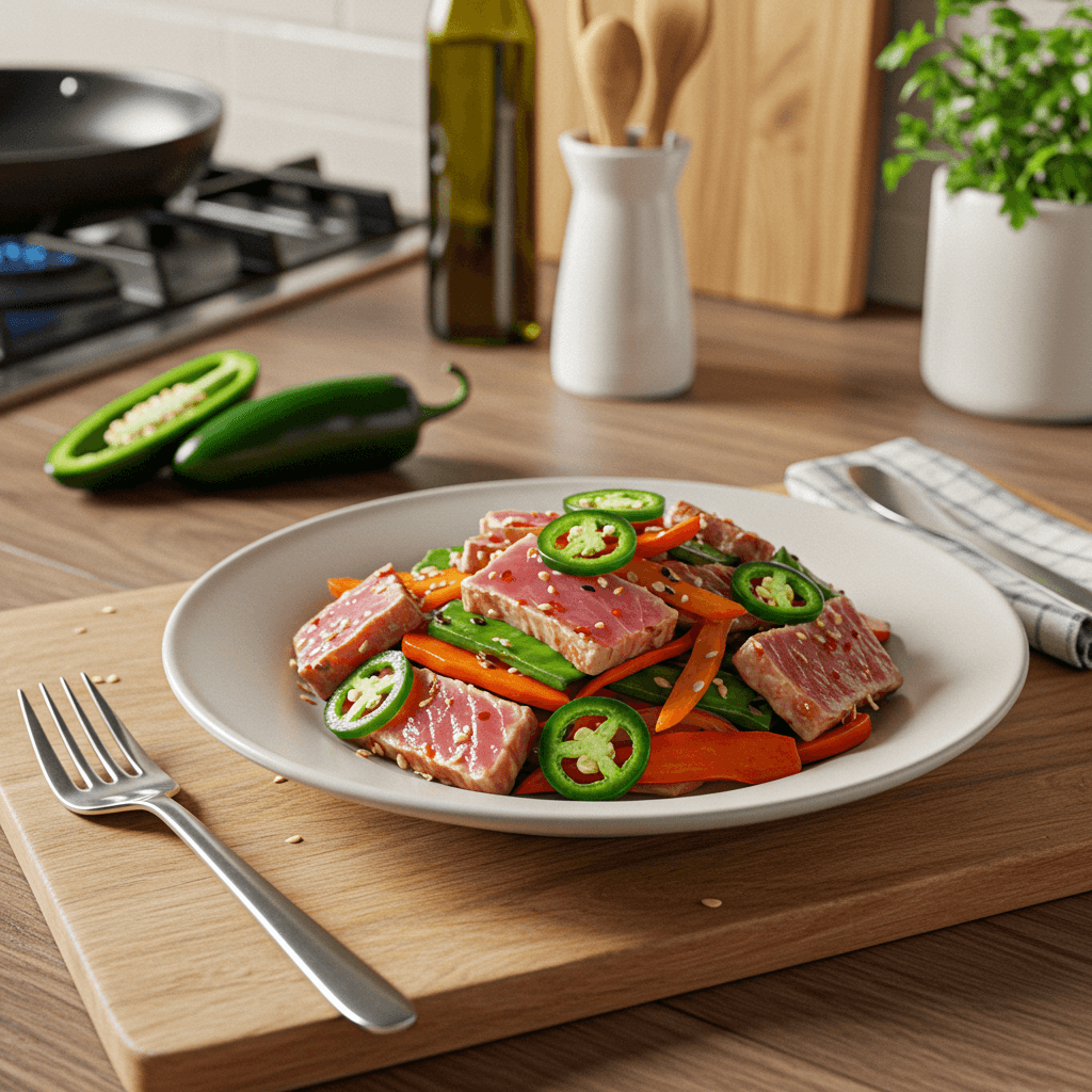 Spicy Tuna Stir Fry with Jalapeño Kick