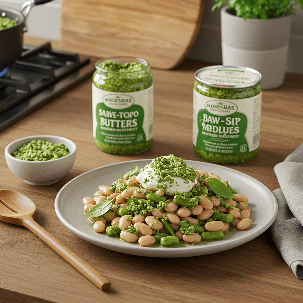 Stove-Top Basil Pesto Butter Bean Medley