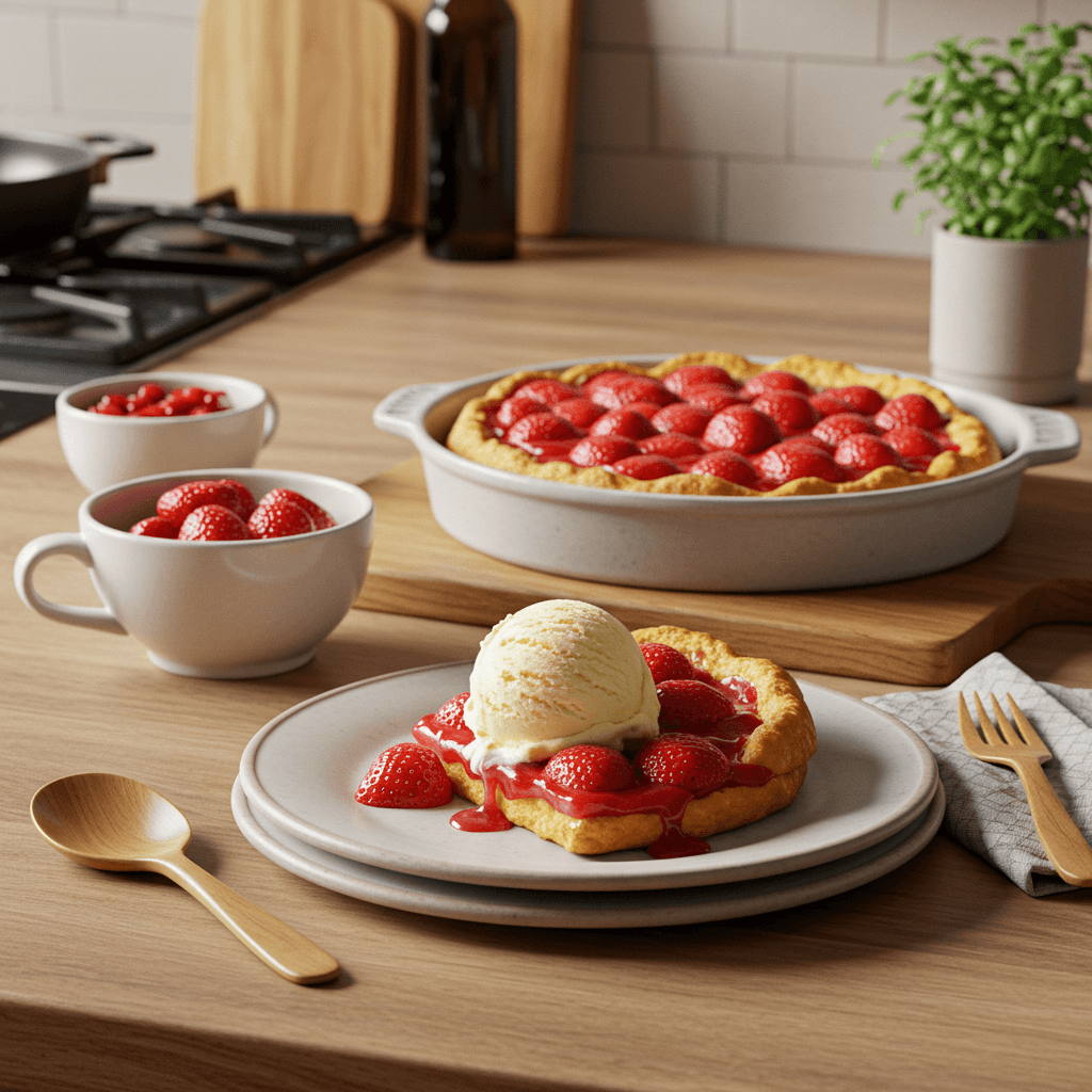 Strawberry Shortcake Delight with Vanilla Ice Cream