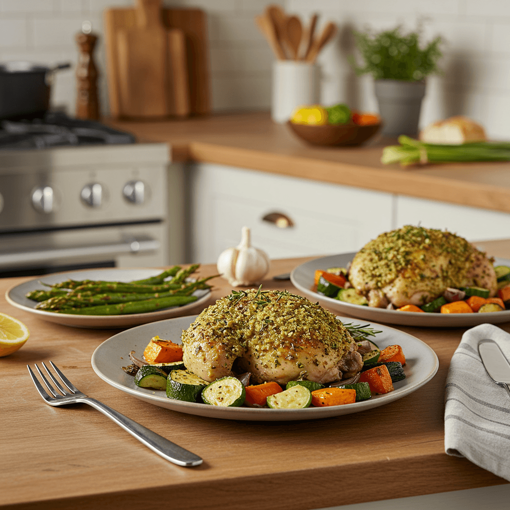 Succulent Herb-Crusted Chicken with Roasted Vegetables