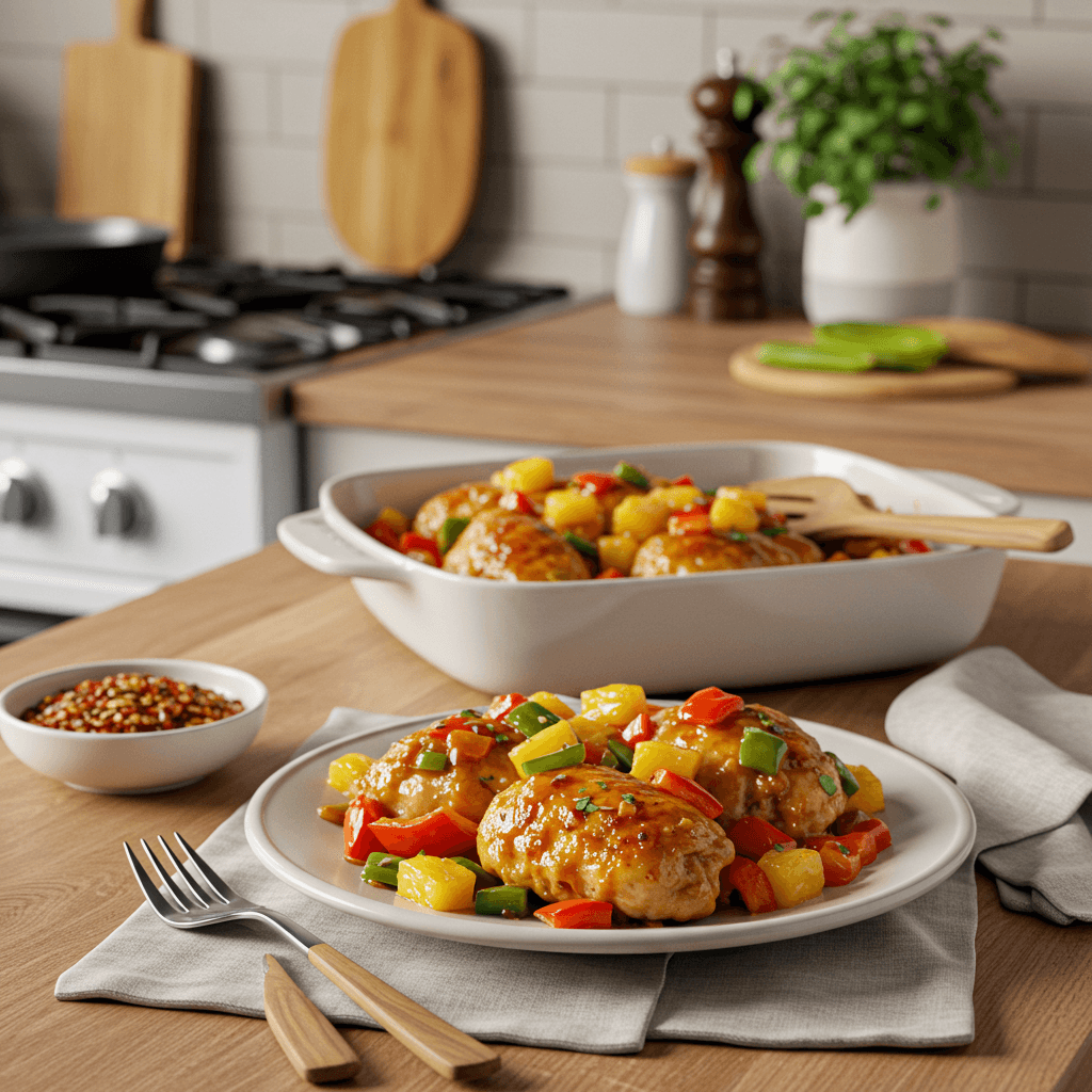 Sweet and Tangy Baked Chicken with Pineapple and Peppers