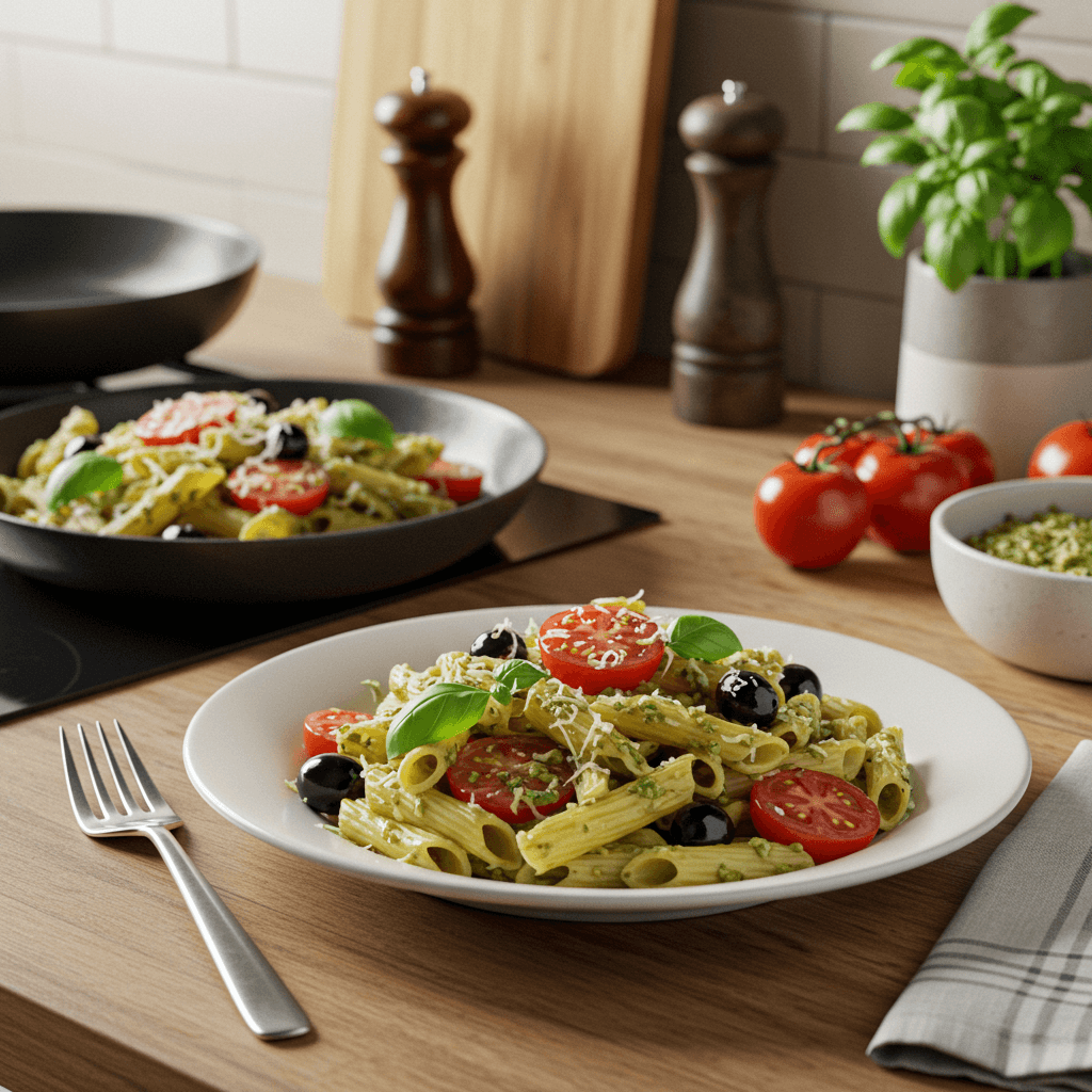 Tomato and Kalamata Olive Pesto Pasta