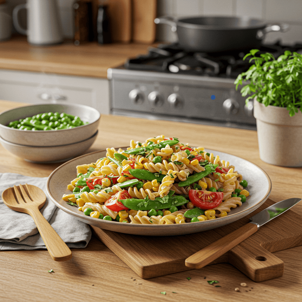 Vibrant Pasta Salad with Peas and Corn