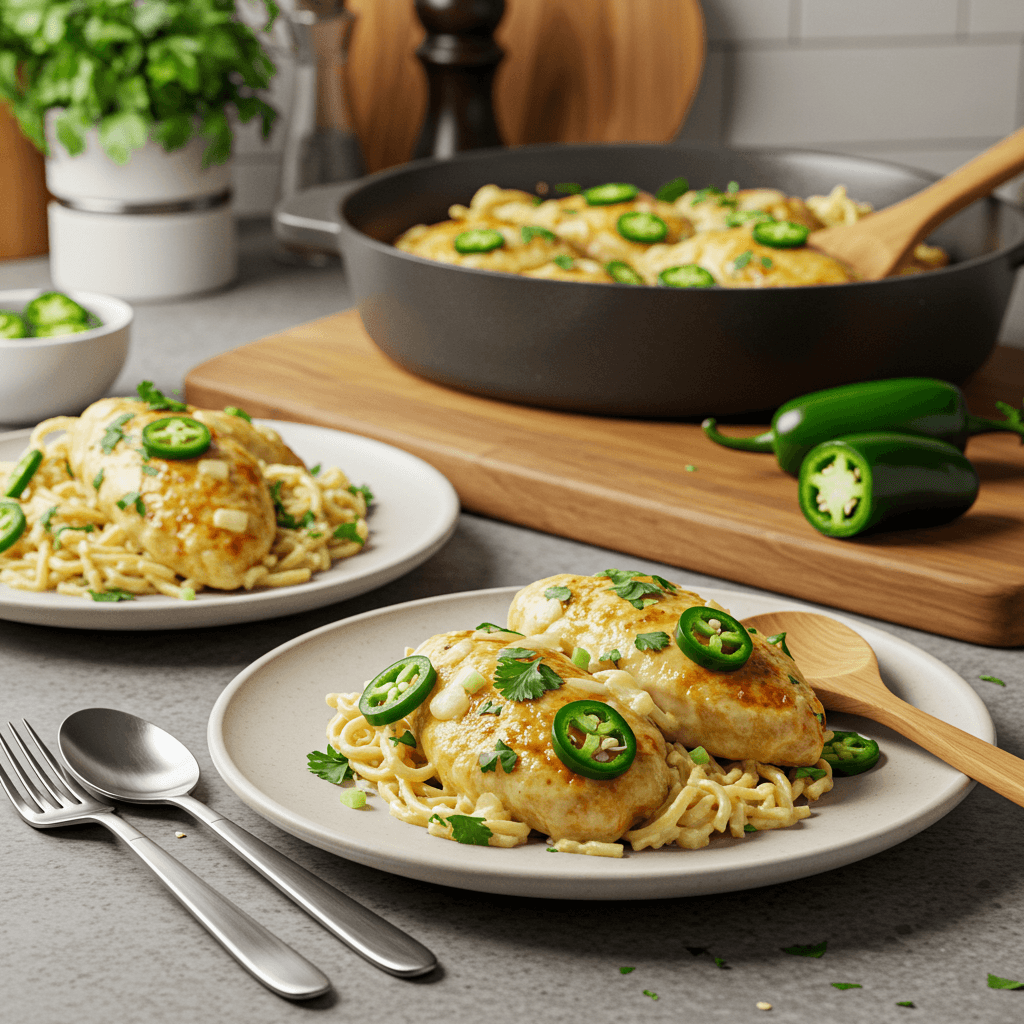 Zesty Baked Creamy Chicken with Cilantro and Jalapeños