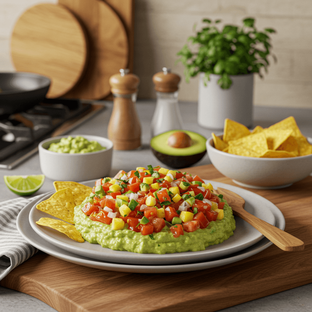 Zesty Tropical Salsa with Creamy Guacamole