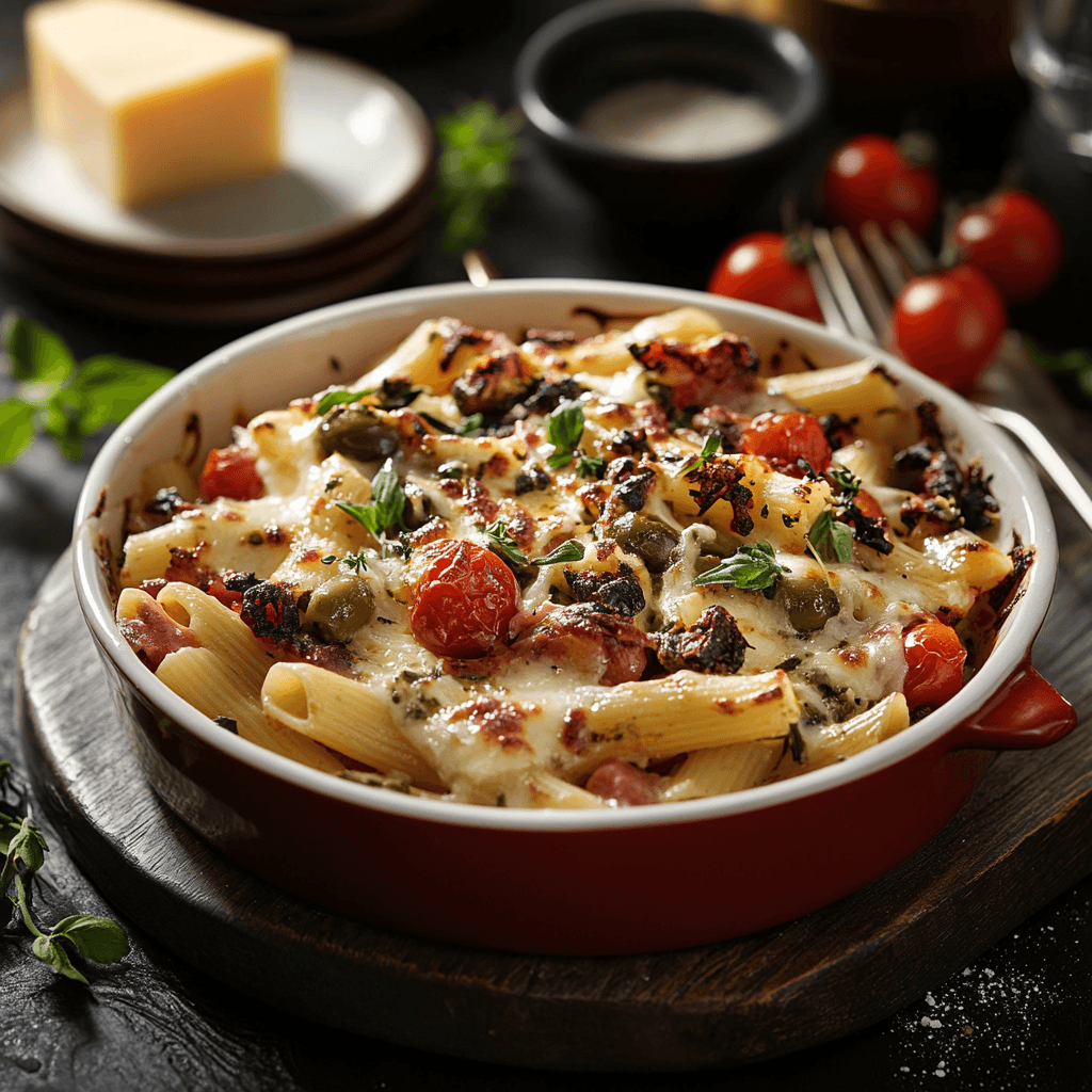 Baked Mediterranean Pasta Medley with Herbs and Cheese