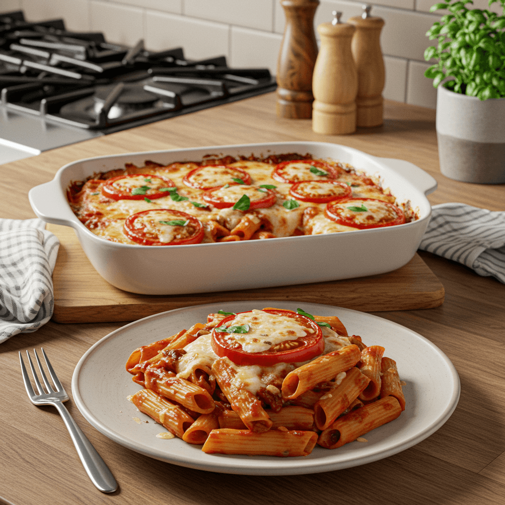 Baked Tomato Basil Parmesan Pasta