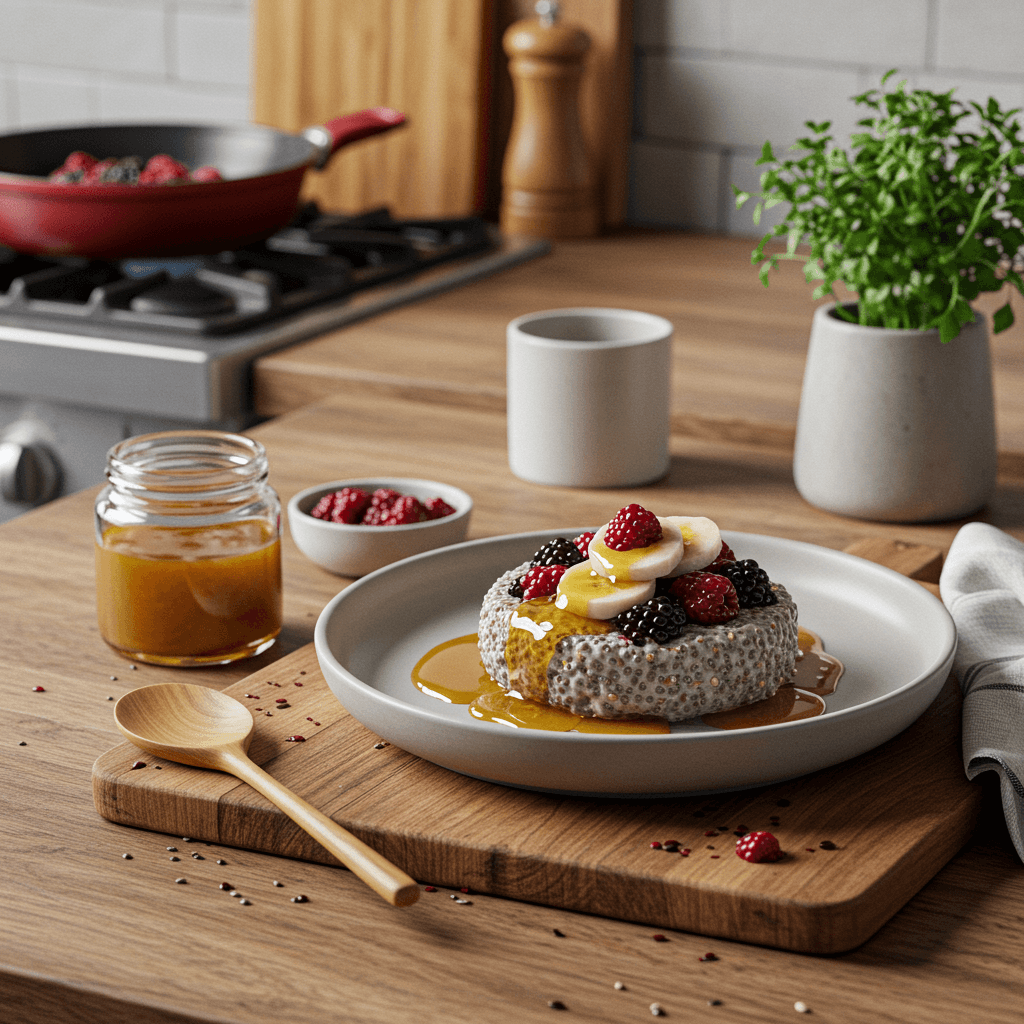 Berry-Infused Chia Seed Delight with Honey & Maple Glaze