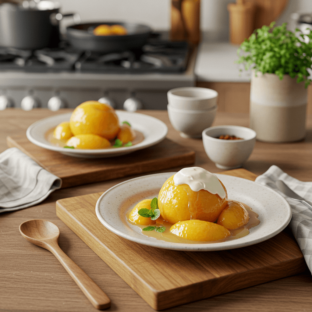 Champagne Poached Peach Delight