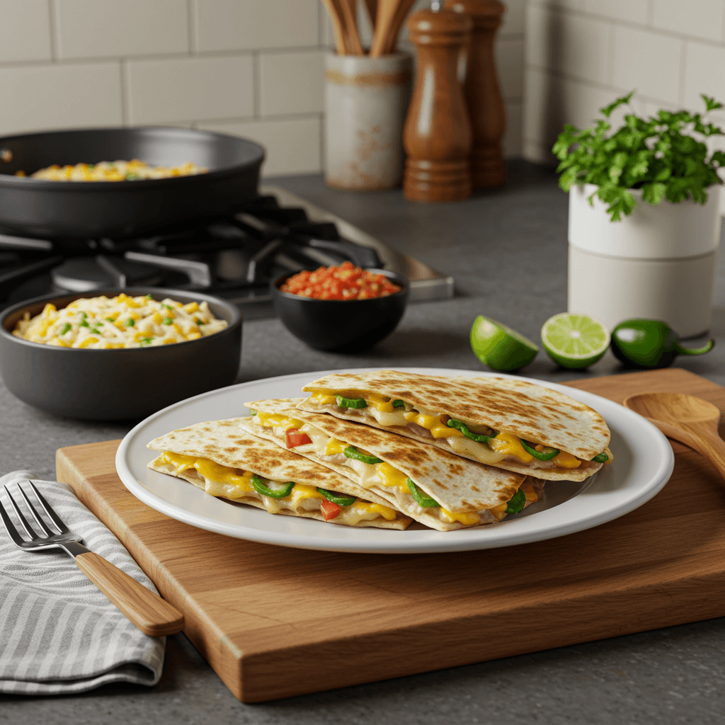 Cheesy Hatch Green Chile Quesadillas