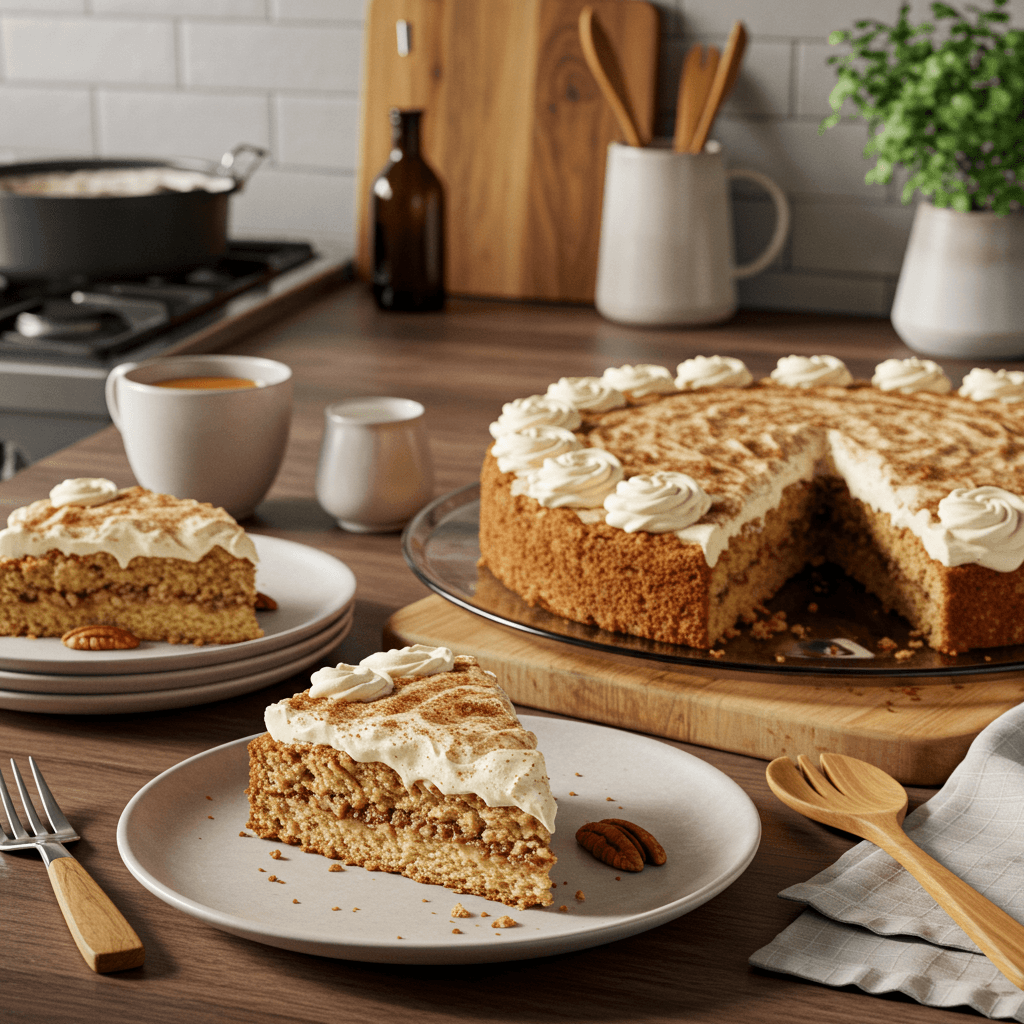 Cinnamon Pecan Bliss Cake with Vanilla Cream Cheese Frosting