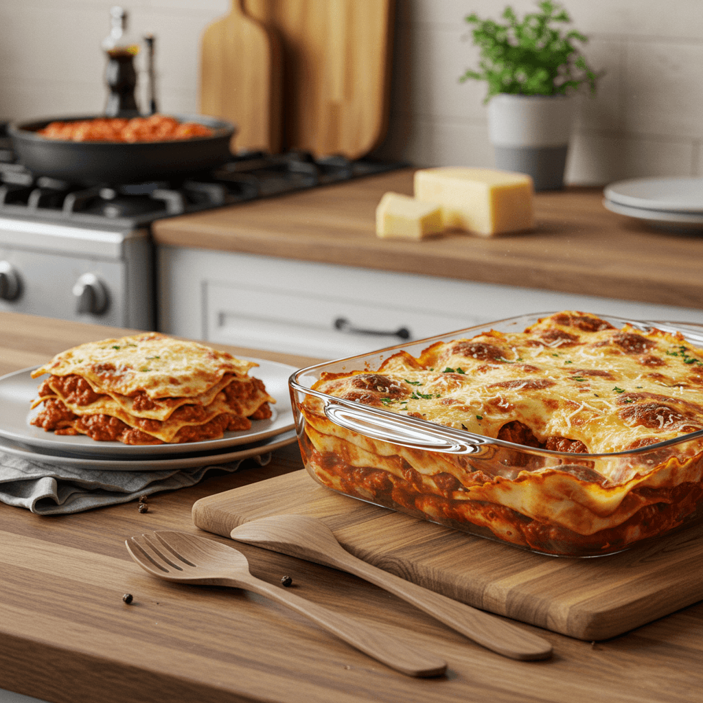 Classic Italian Lasagna with Three-Cheese Layering