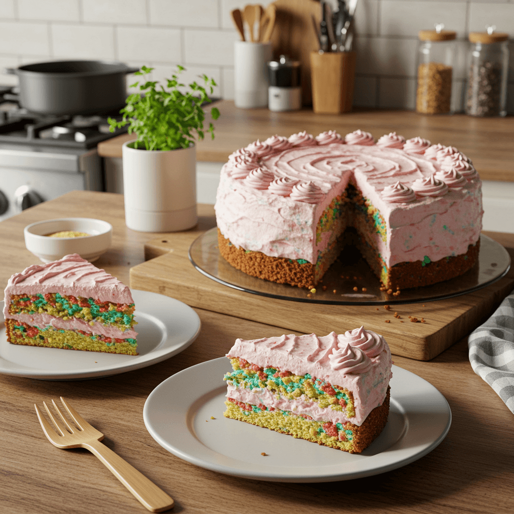 Colorful Confetti Cake with Triple Frosting Delight