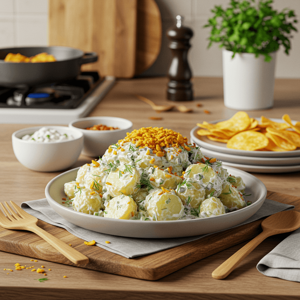 Creamy Dill Potato Salad with Crunchy Chip Topping