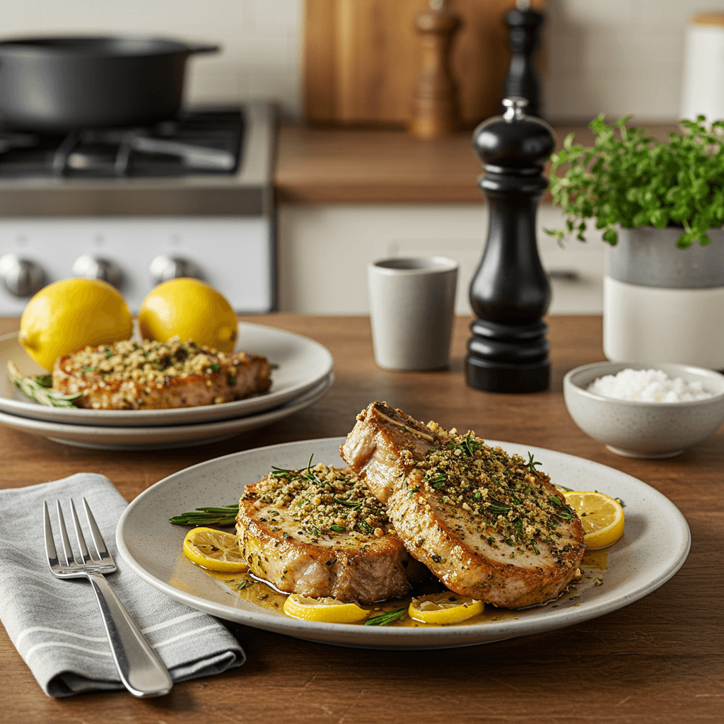 Crispy Herb-Crusted Pork Chops with a Zesty Lemon Twist