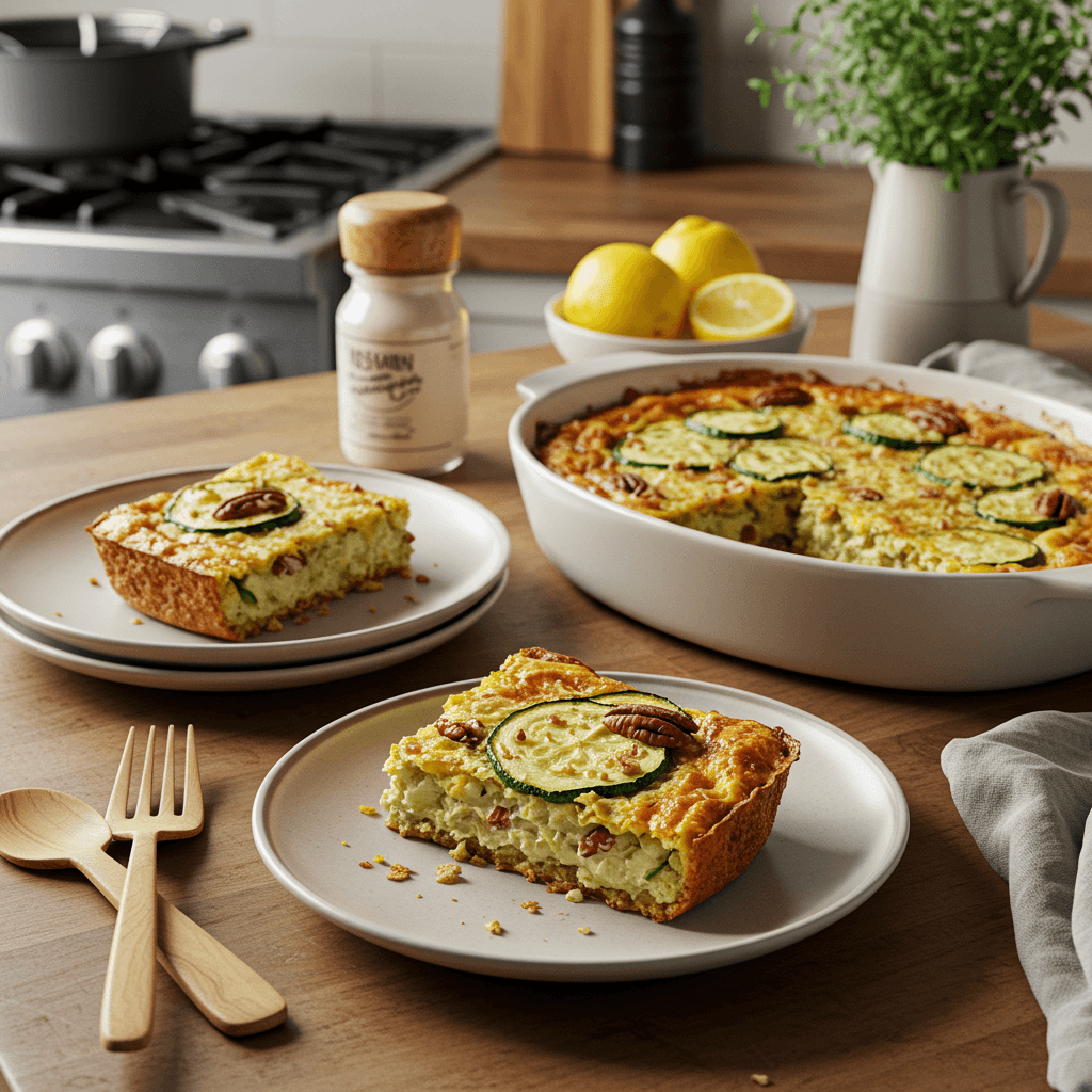 Crispy Zucchini Herb-Parmesan Bakes with Pecan Lemon Crust