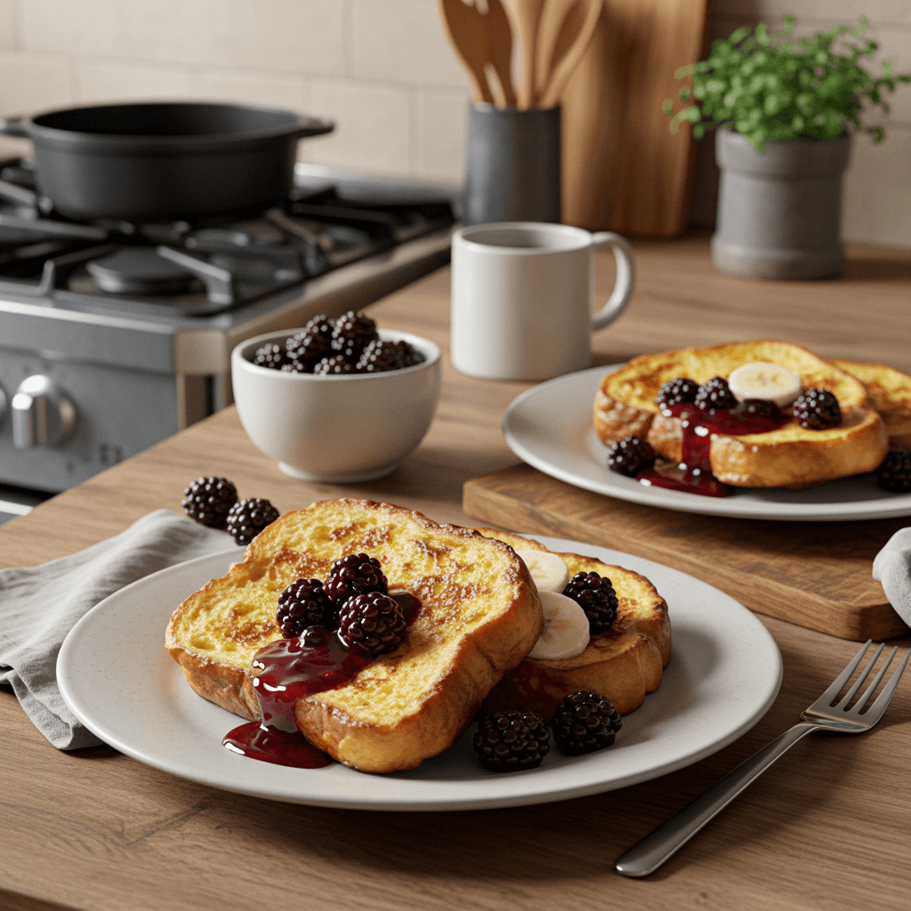 Decadent Brioche French Toast with Blackberry Compote