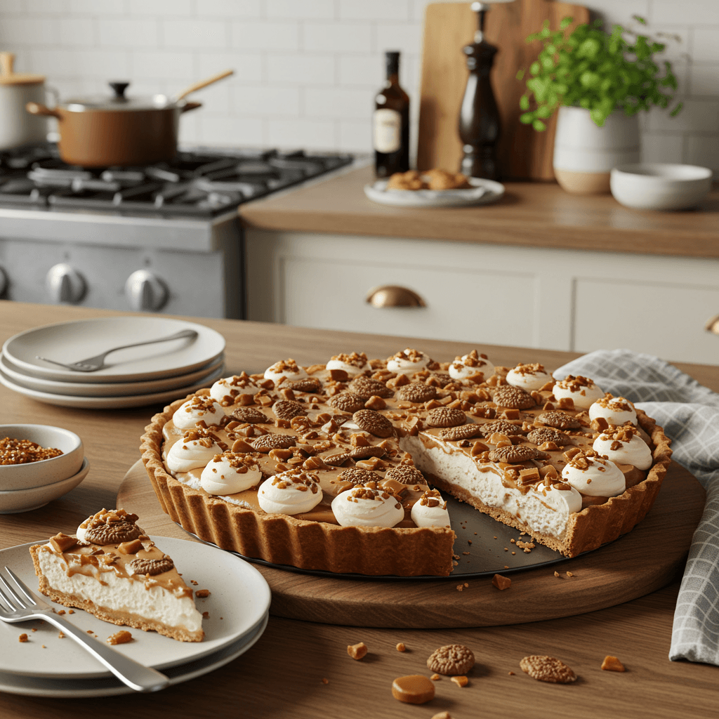 Decadent Cookie Gelato Tart with Caramelized Toffee Crunch
