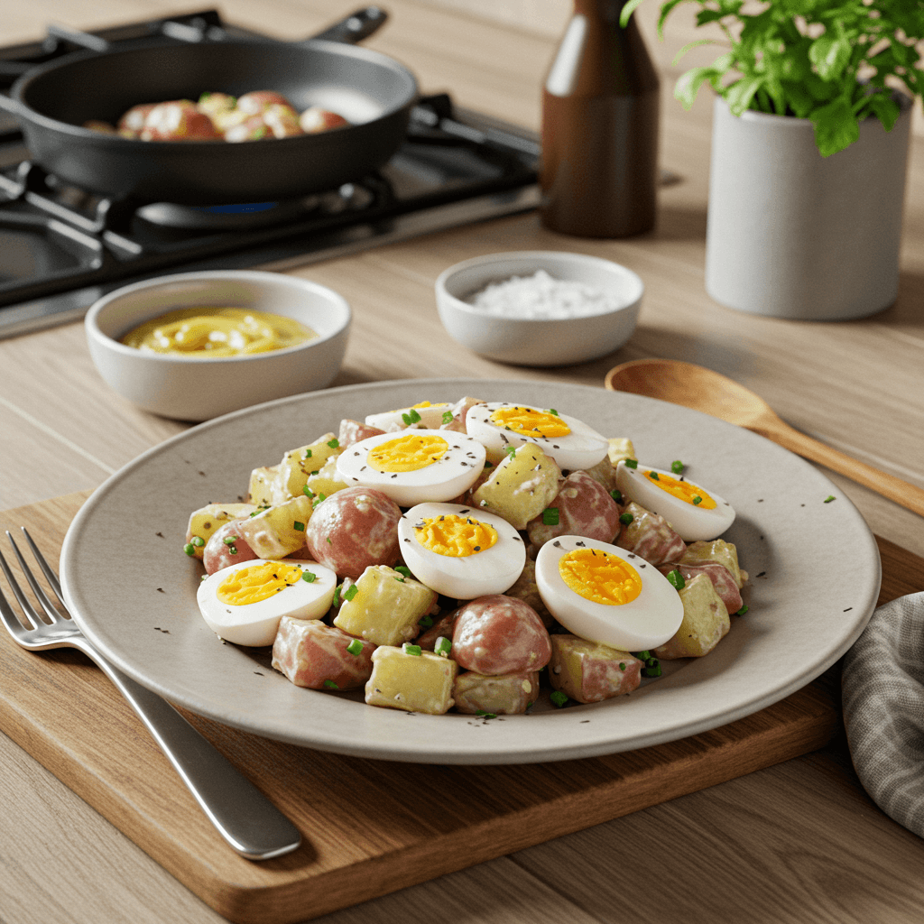 Delicious Red Potato & Egg Salad with Tangy Vinegar Dressing