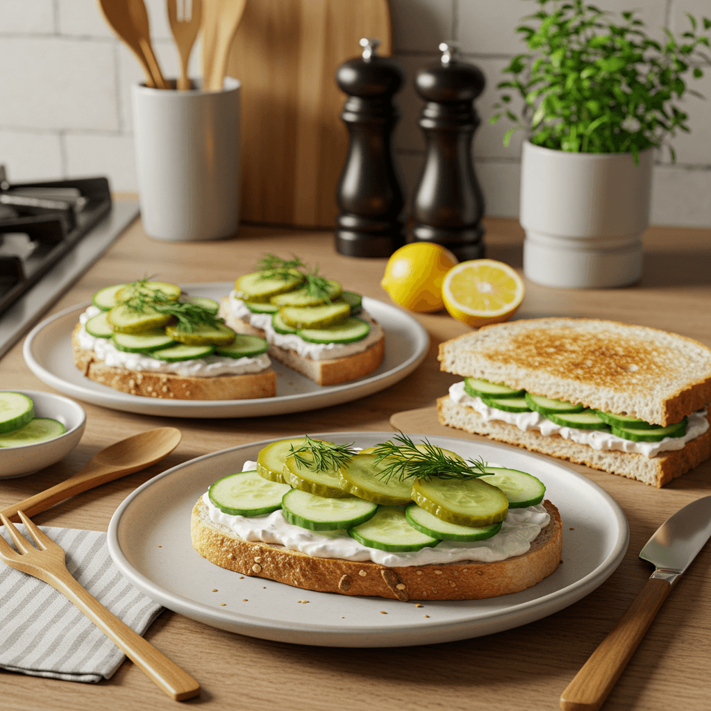 Delightful Dill Pickle and Cucumber Cream Cheese Sandwich