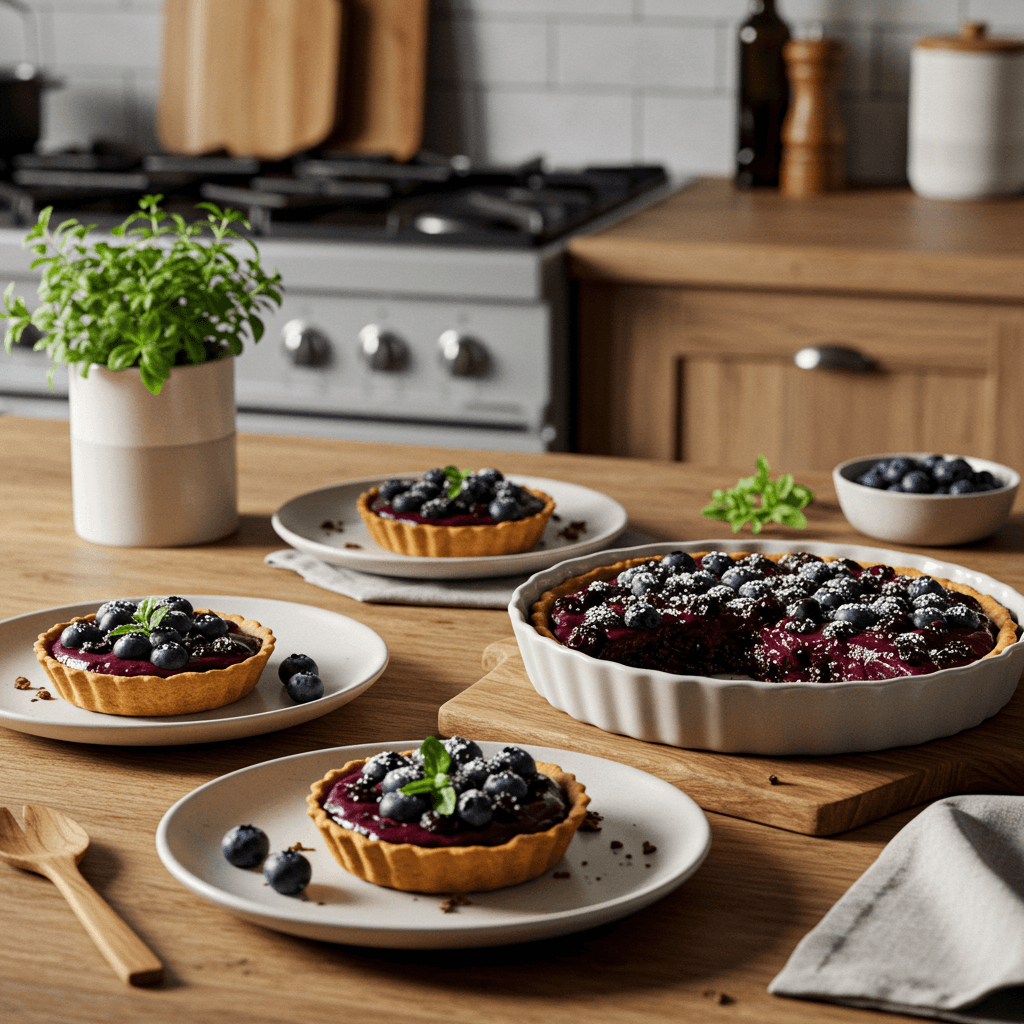 Elevate Your Dessert: Blueberry Chocolate Pudding Tarts