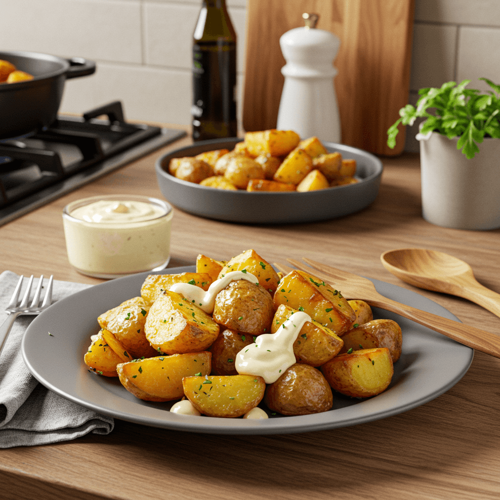 Golden Pan-Fried Paprika Potatoes with Garlic Aioli
