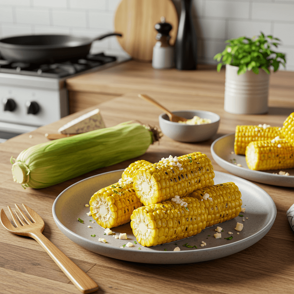 Grilled Corn with Garlic Butter and Cheese