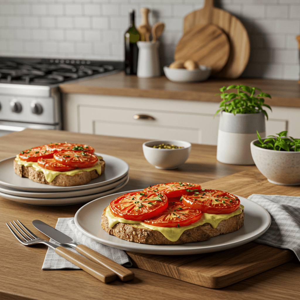 Irresistible Broiled Heirloom Tomato & Provolone Sourdough Delight