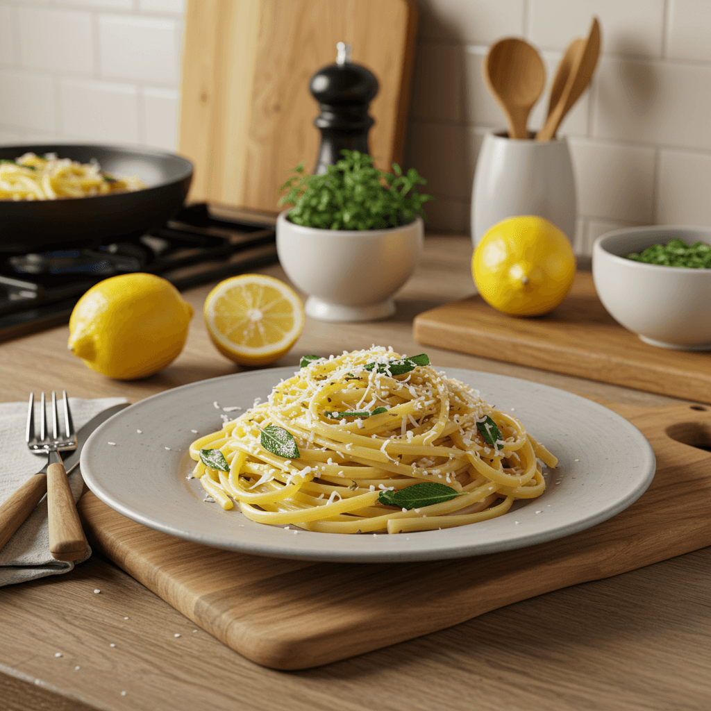 Lemon Sage Linguine with Parmigiano Reggiano