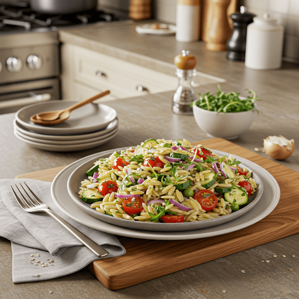 Orzo Pasta Salad with Mediterranean Flare