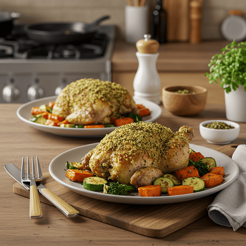 Oven-Baked Herb-Crusted Chicken with Roasted Vegetables