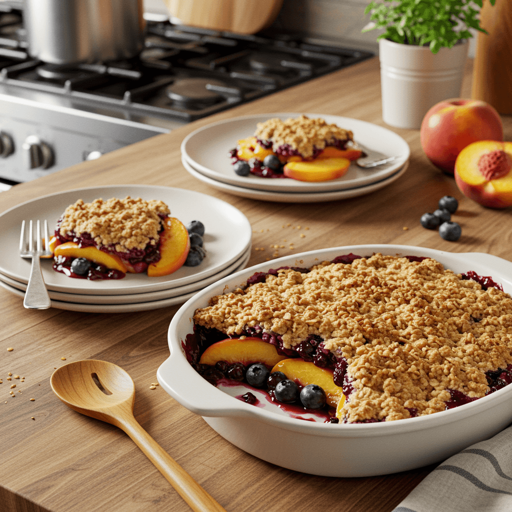 Oven-Baked Peach and Blueberry Crisp