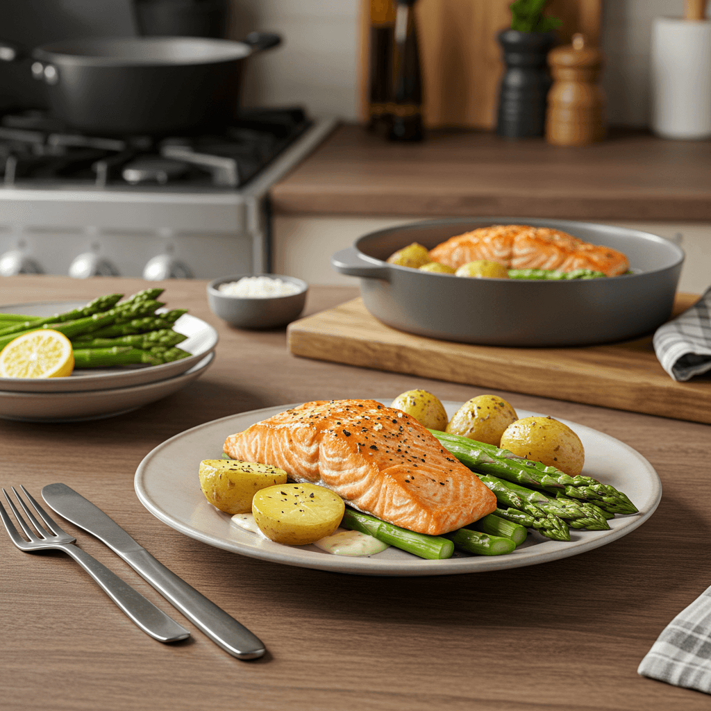 Oven-Roasted Salmon with New Potatoes and Asparagus