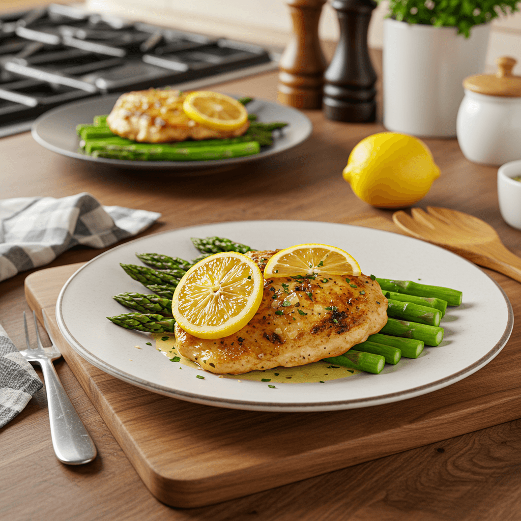 Pan-Seared Lemon Herb Chicken with Garlic Butter Asparagus