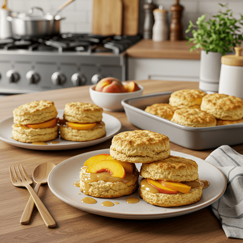 Peach-Filled Buttermilk Breakfast Biscuits