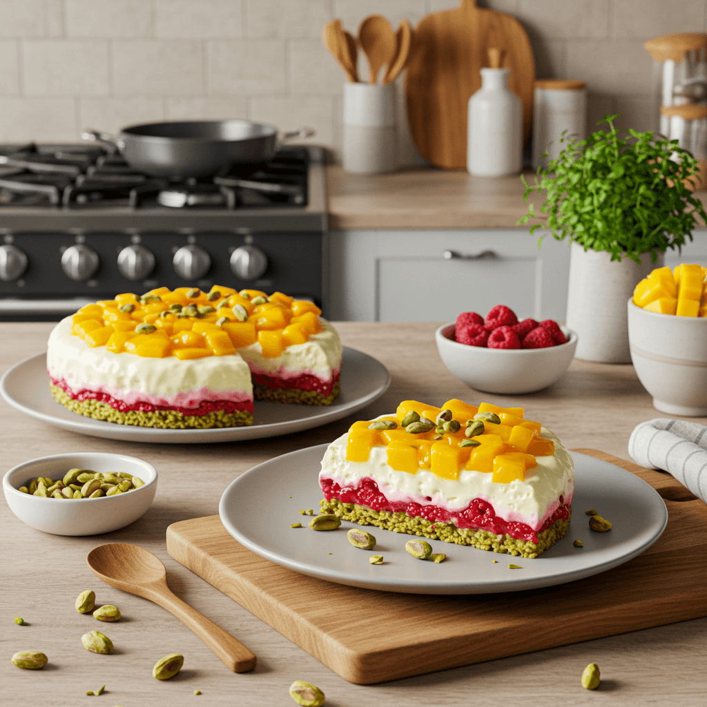 Pistachio and White Chocolate Raspberry Mango Delight