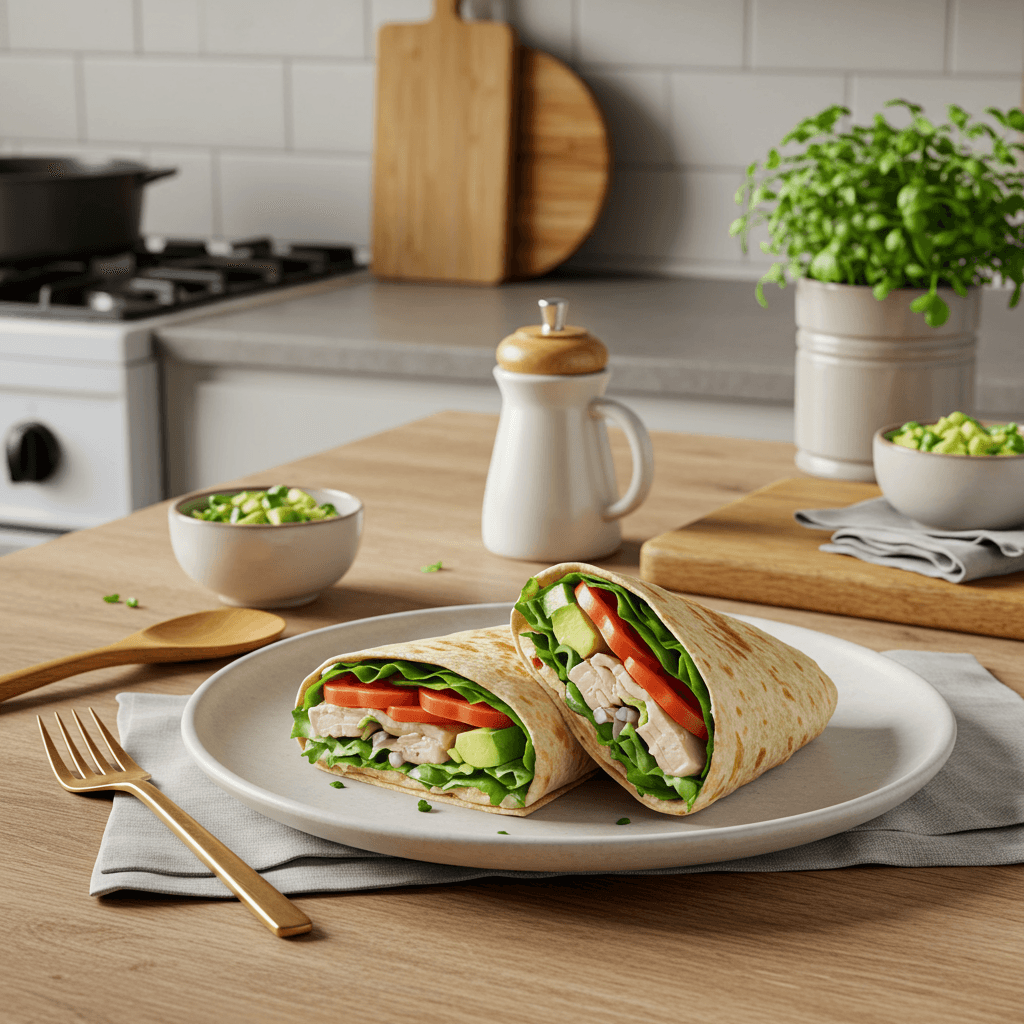 Quick Microwave Chicken Avocado Wrap