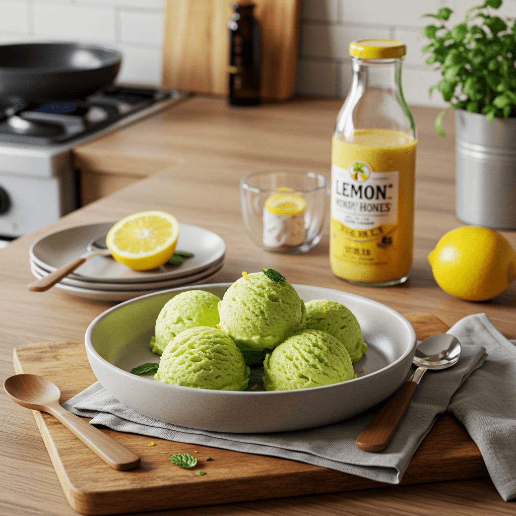 Refreshing Lemon Mint Honey Sorbet