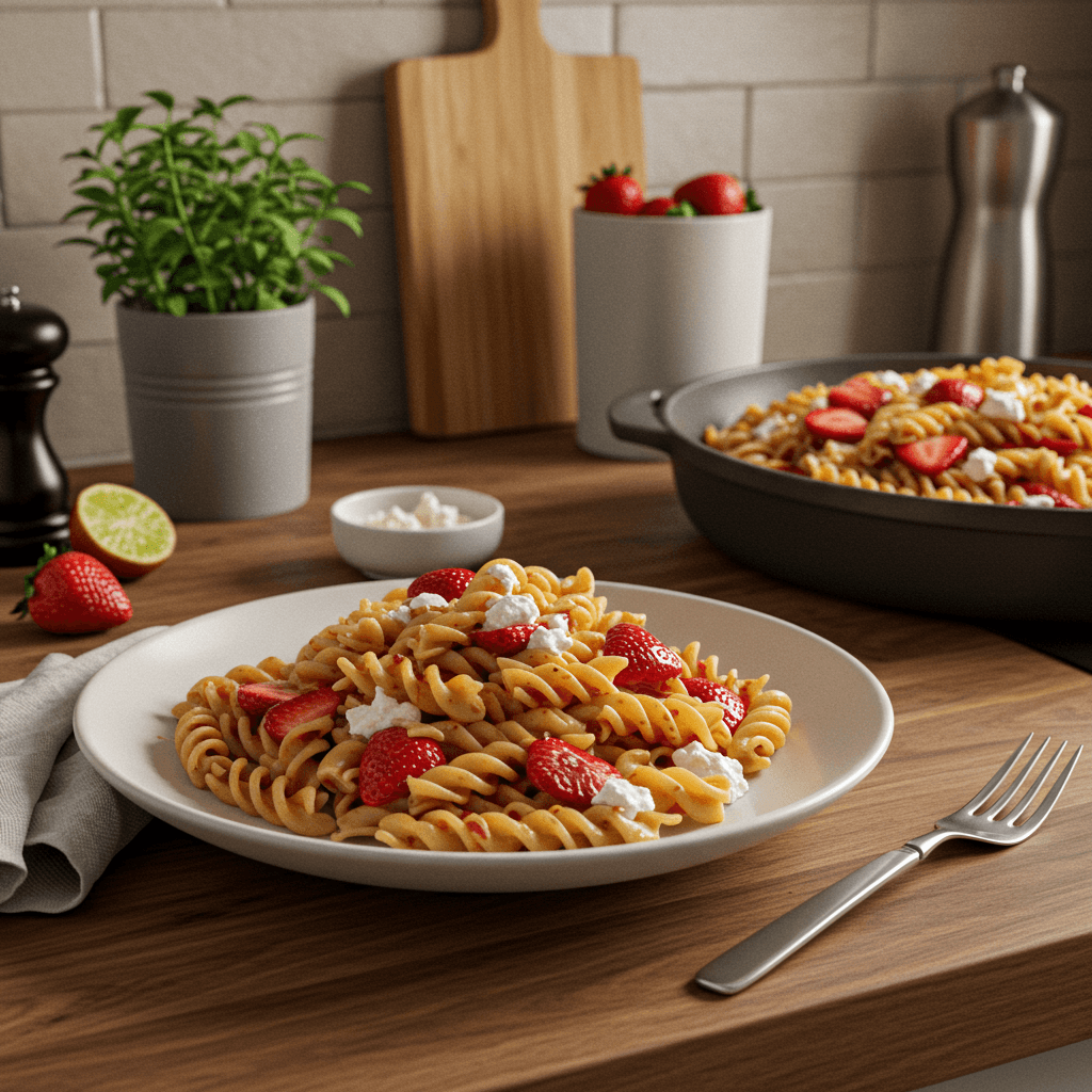 Refreshing Strawberry and Goat Cheese Fusilli Delight