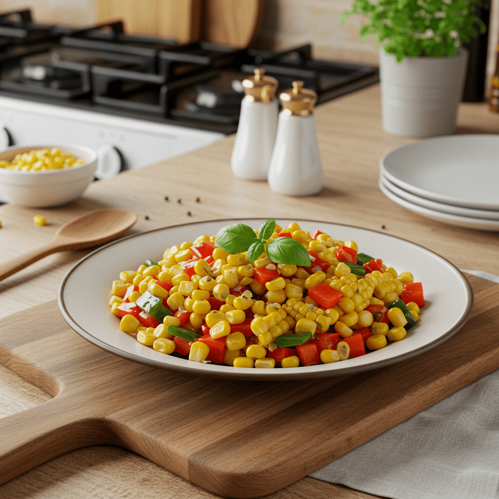 Sauteed Corn & Bell Pepper Medley with Basil