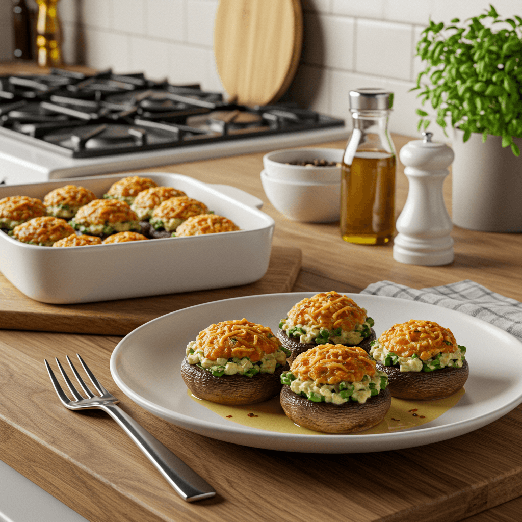 Savor the Flavor: Basil & Cheese Stuffed Mushrooms