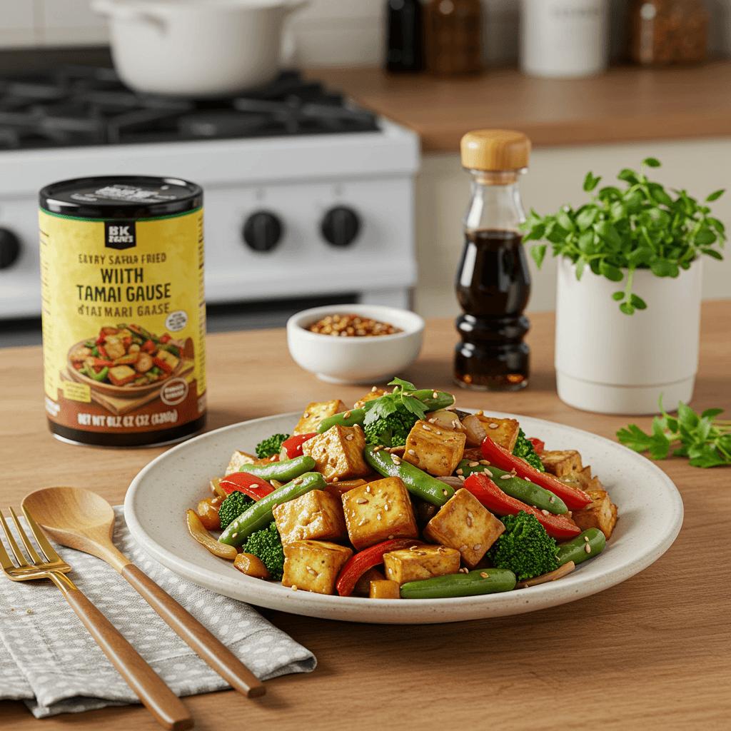 Savory Stir-Fried Tofu with Vegetables & Maple Tamari Glaze