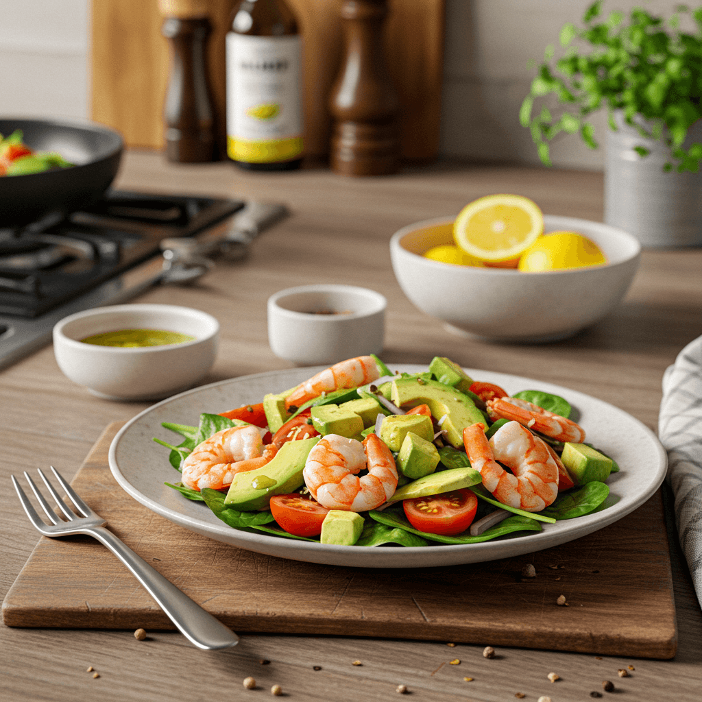Shrimp and Avocado Salad with Lemon Garlic Vinaigrette