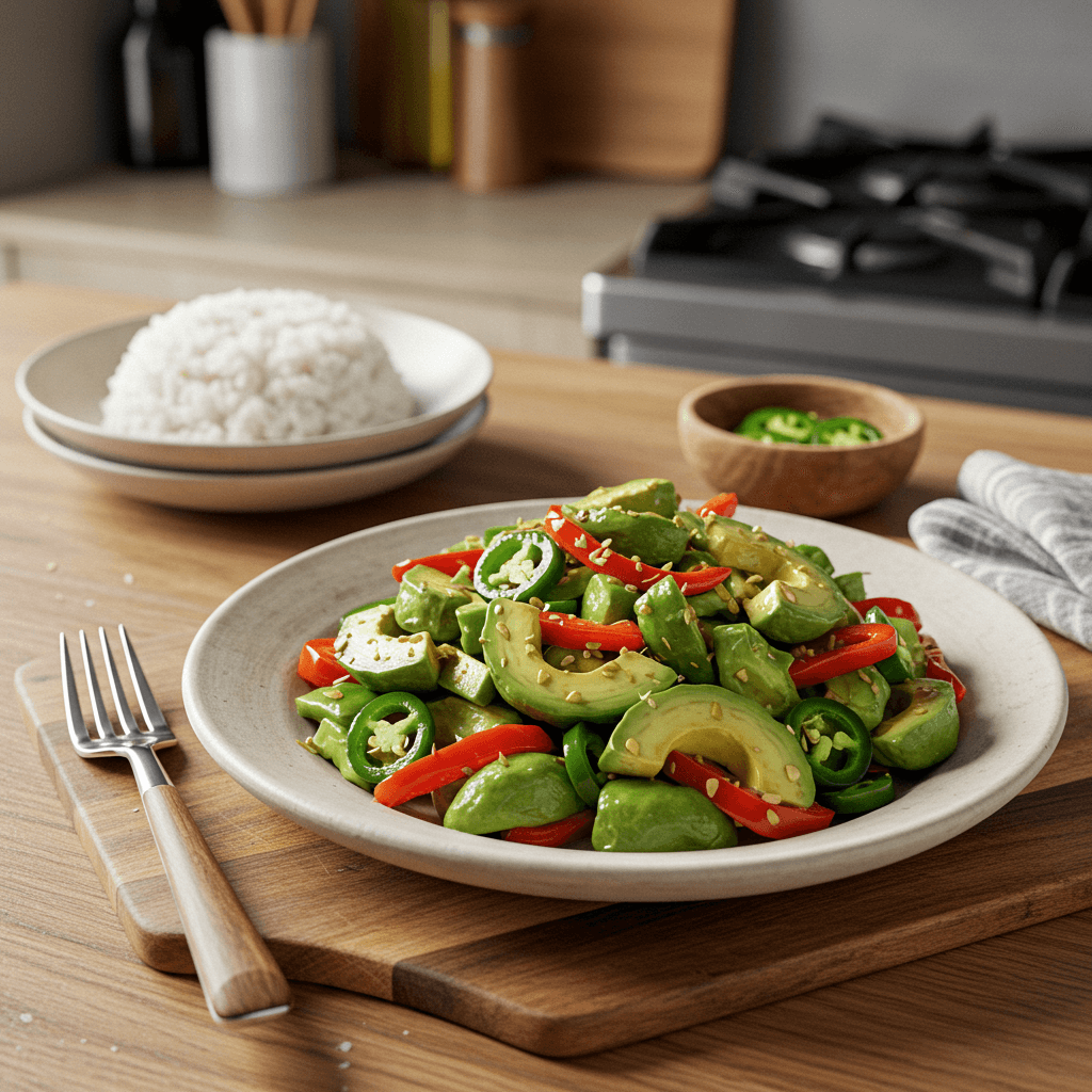 Sizzling Avocado & Pickled Jalapeño Stir Fry