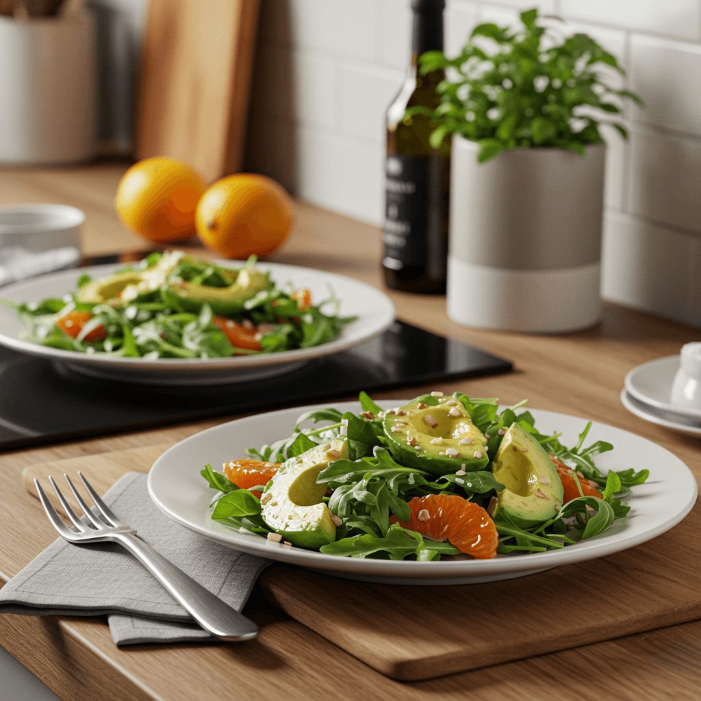 Slow-Cooked Avocado Arugula Salad with Citrus Dressing
